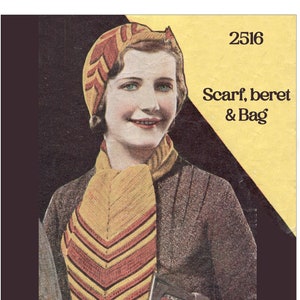 1930s Crochet Scarf, Beret and Bag PDF Pattern