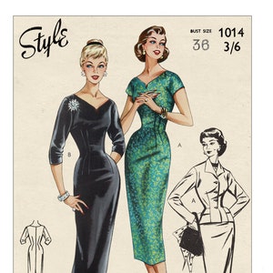 1950's Wiggle Dress and Jacket Bust 36 PDF Sewing Pattern