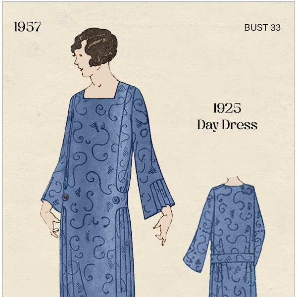 1920s Flapper Bell Sleeve Dress PDF Sewing Pattern
