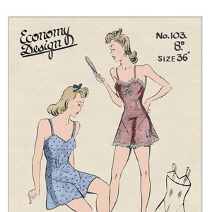 1940&#39;s Cami-Knickers PDF Sewing Pattern  Bust 36