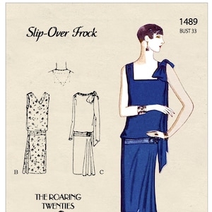 1920s Flapper Slip-Over-Frock PDF Sewing Pattern Bust 33