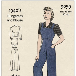 Salopette e camicetta anni &#39;40 - Rosie the Riveter - Modello di cucito pronto per la stampa