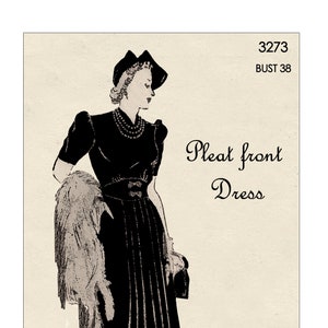 1940&#39;s Afternoon Cocktail Dress PDF Sewing Pattern Bust 38&quot;