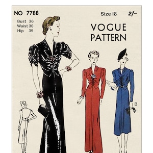 1930&#39;s Stylish Evening or Tea Dress PDF Sewing Pattern