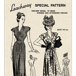 1940s Wartime Cocktail or Evening Dress Vintage Sewing Pattern - Etsy UK