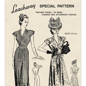 1940s Wartime Cocktail or Evening Dress Vintage Sewing Pattern - Etsy UK