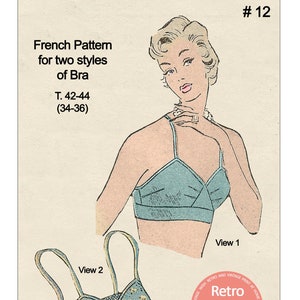 1950&#39;s Soft Cup Brassiere PDF Sewing Pattern Bust 35-37