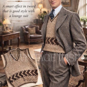 1920s Fair Isle Pullover Knitting Pattern PDF, Vintage Men's Sweater Pattern