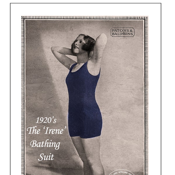 Vintage 1920's Flapper Bathing Suit PDF Knitting Pattern 35-37 inch bust - Instant Download