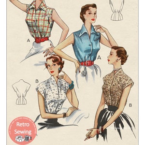 1950's Sleeveless Blouse Paper Sewing Pattern