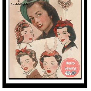 1950's Vintage French Sewing Pattern - Beret - Hat - Ready Printed Pattern