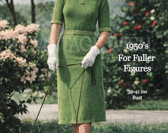 1950s Cotton Knit Summer Sundress Pattern, Ribbed Lace Flared