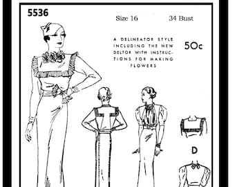 1930s Afternoon Frock Sewing Pattern - Versione cartacea 5536