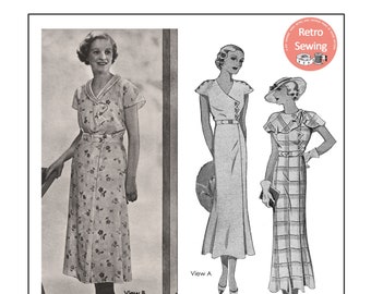 Vintage 1930s Three Tea Frocks Ready Printed Sewing Pattern