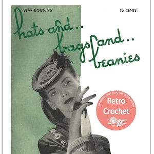 1940er Jahre Häkelanleitungen für Mützen und Taschen - PDF Sofort Download