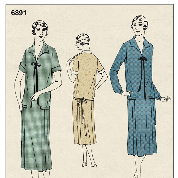 1920s Casual Day Dress PDF Print at Home Sewing Pattern Bust 36