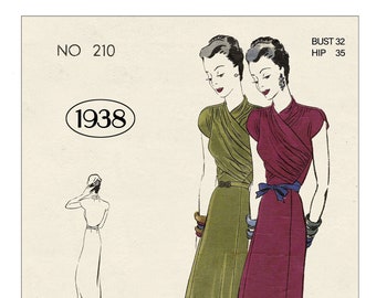 1930s Stylish Evening or Day Dress PDF Print at Home Pattern Bust 32