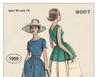 1950s Wrap Around Sun Dress PDF Sewing Pattern Bust 34