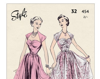 1950s Party or Occasion Dress PDF Sewing Pattern Bust 32