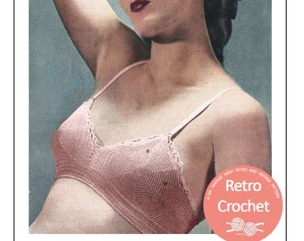1940's Easy Crochet Bra PDF Pattern Bust 32-24