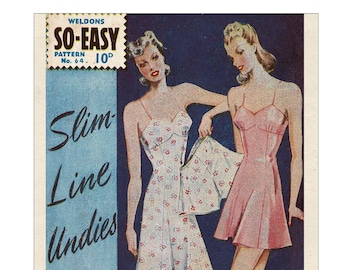 1940's Wartime Slimline Undies Ready Printed pattern Bust 36