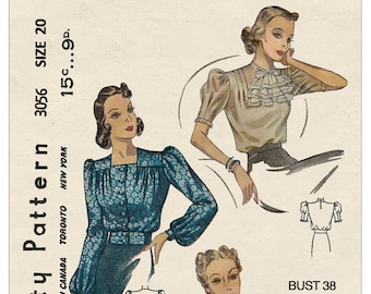 1930s Stylish Blouse Ready Printed Sewing Pattern