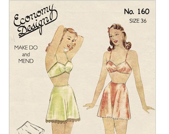 1940's Make Do and Mend Bra and Panties Ready Printed Sewing Pattern