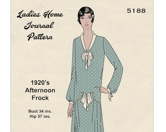 Mönster för klänning i flapper-modell från 1920-talet – byst 81 cm, höft 89 cm