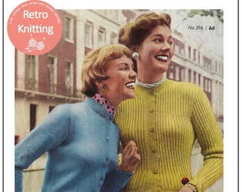 1950's Easy Classic Cardigans PDF Knitting Pattern