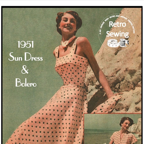 Print at Home Instant Download Vintage PDF pattern 1951 Vintage Dress with Bolero