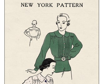 1930s Tunic Blouse PDF Print at Home Sewing Pattern Bust 34