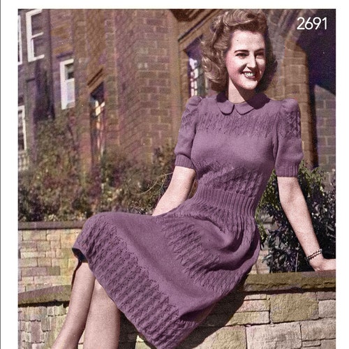 1940's Pretty Puff Sleeve Dress PDF 