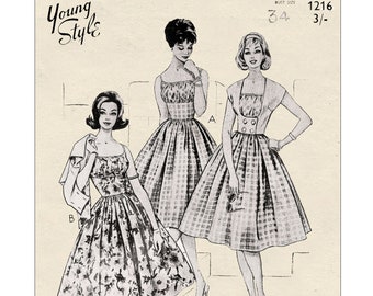 1950's Rockabilly Style Summer Dress and Jacket PDF Sewing Pattern Bust 34