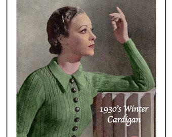 1930's Ladies Cardigan PDF Vintage Knitting Pattern