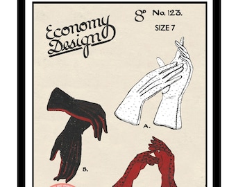 1940's Ladies Gloves Size 7 PDF Sewing Pattern