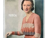 1930s Ladies Fancy Striped Jumper PDF Knitting Pattern Bust 34-36