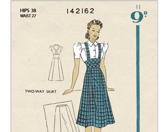 1940s Two-way Bracer or Standard Skirt PDF Sewing Pattern Waist 27