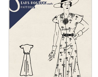 1930s Softly Draped Afternoon Dress PDF Print at Home Pattern Bust 34