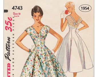 Vestido de princesa estilo Rockabilly de los años 50 PDF Imprimir en casa Patrón de costura Busto 36