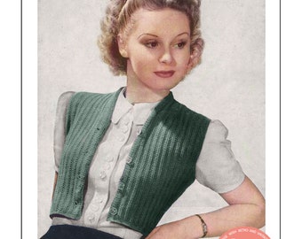 1940's Wartime Sleeveless Bolero PDF Knitting Pattern