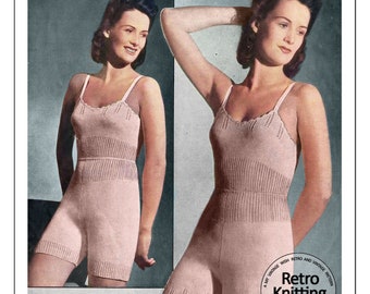 1940's Pretty Vest With French and Directoire Knickers PDF Knitting Pattern  34 Bust -  Canada