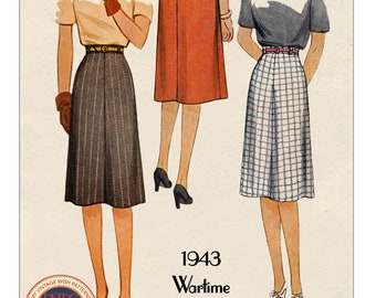 Łatwa spódnica wojenna z lat 40. XX wieku do wydruku w formacie PDF w domu