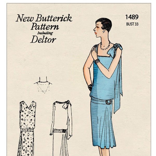 1920s Flapper Slip-Over-Frock PDF Sewing Pattern Bust 33