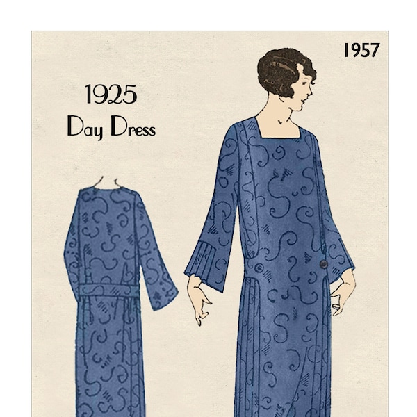 1920s Flapper Bell Sleeve Dress PDF Sewing Pattern