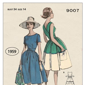 1950s Wrap Around Sun Dress PDF Sewing Pattern Bust 34