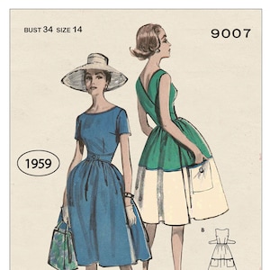 1950s Wrap Around Sun Dress PDF Sewing Pattern Bust 34