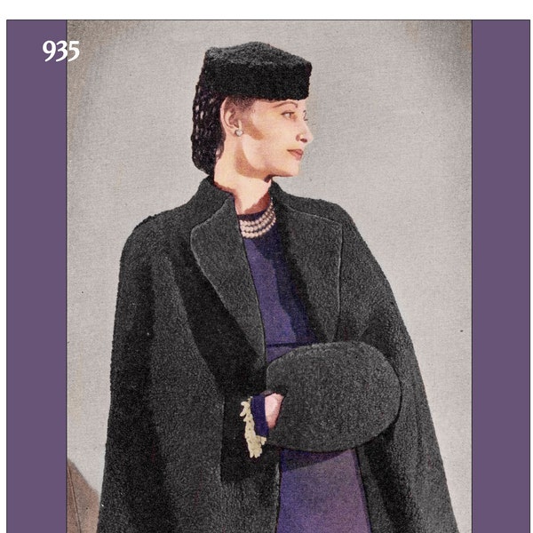 1930s Cape, Muff and Cap with Snood PDF Knitting Pattern