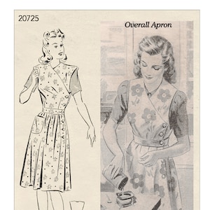 1940's Mrs Mop Overall Apron PDF Print at Home Sewing Pattern