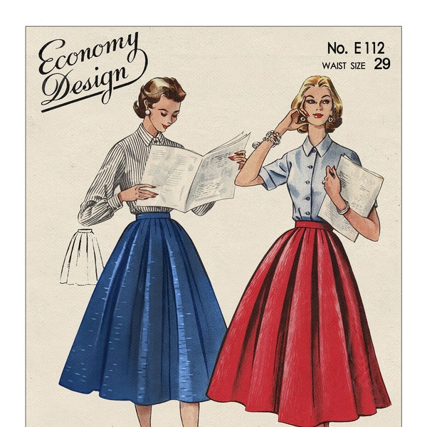 1950s Rock n Roll Skirt PDF Sewing Pattern Waist 29