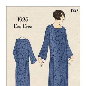 Jaren 1920 Flapper Day Frock Klaar gedrukte naaipatroon Buste 33